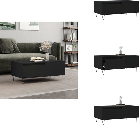 VidaXL Salontafel 90x50x40 cm bewerkt hout zwart VidaXL Salontafel 90x50x40 cm bewerkt hout zwart