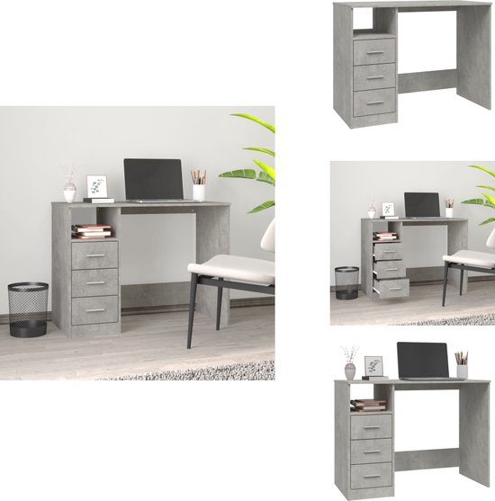 Bureau met lades 102x50x76 cm bewerkt hout grijs sonoma eiken