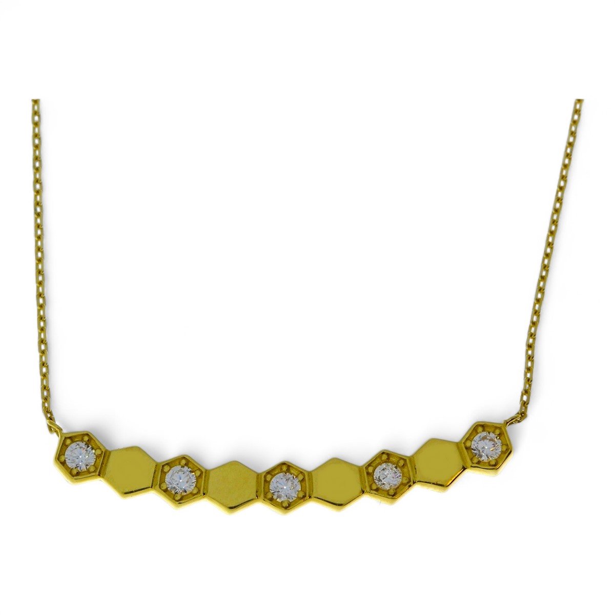 Gouden Collier Fantasie Blokjes Zirkonia 18 karaats