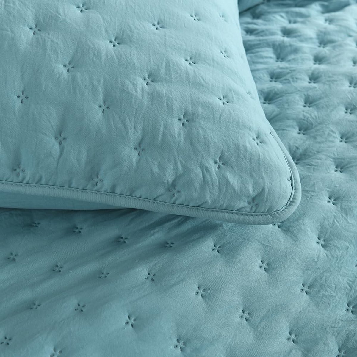 Goodivery ® Stijlvolle Lichtgewicht Bedsprei 220 x 240 cm met 2 Kussenslopen - Polka Dot Blauw