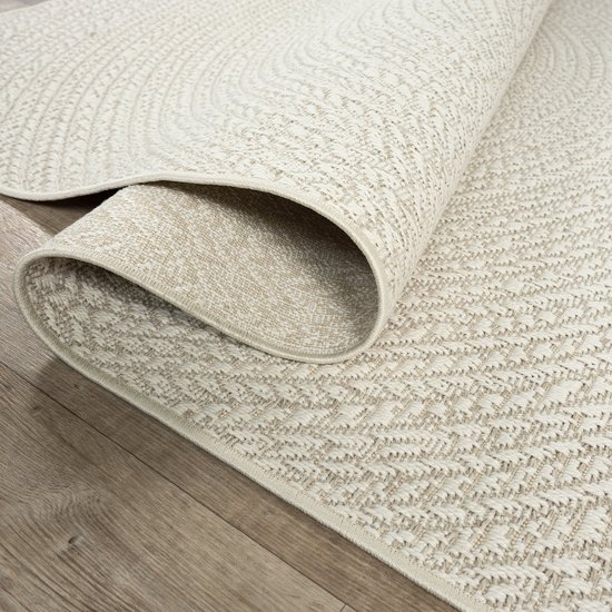 The Carpet Kansas – Tapis robuste d'intérieur et outdoor avec aspect jute naturel, résistant aux intempéries, adapté pour terrasse et jardin, Crème, 060 x 180 cm