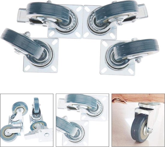 Design Zwenkwiel 75mm harde vloer Grijs