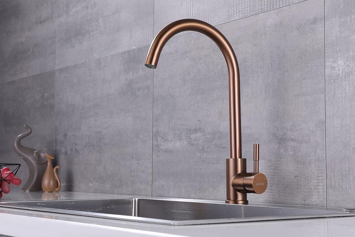 Kraan Keuken, Hogedruk Keukenkraan, Wastafelarmatuur, Met 360° Draaibare Flexibele Uitloop, Spoelbakarmatuur Keuken, Warm- en koudwatermengkraan ( roze