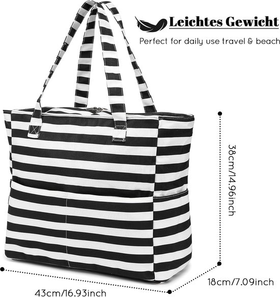 G4Free Strandtas, waterdichte zandbestendige stranddraagtas, grote capaciteit opvouwbaar voor vrouwen, Regenboog, 50L, Tote