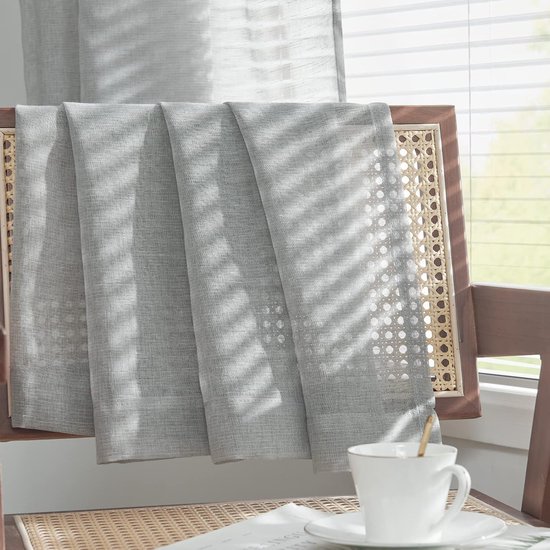 MIULEE Set van 2 voile-gordijnen, met inslagringen, transparant, linnen, gordijn met ogen, kleurverloop, luchtig, lichtdoorlatend, decoratief gordijn voor de slaapkamer, goudbruin, 140 x 175 cm (B x