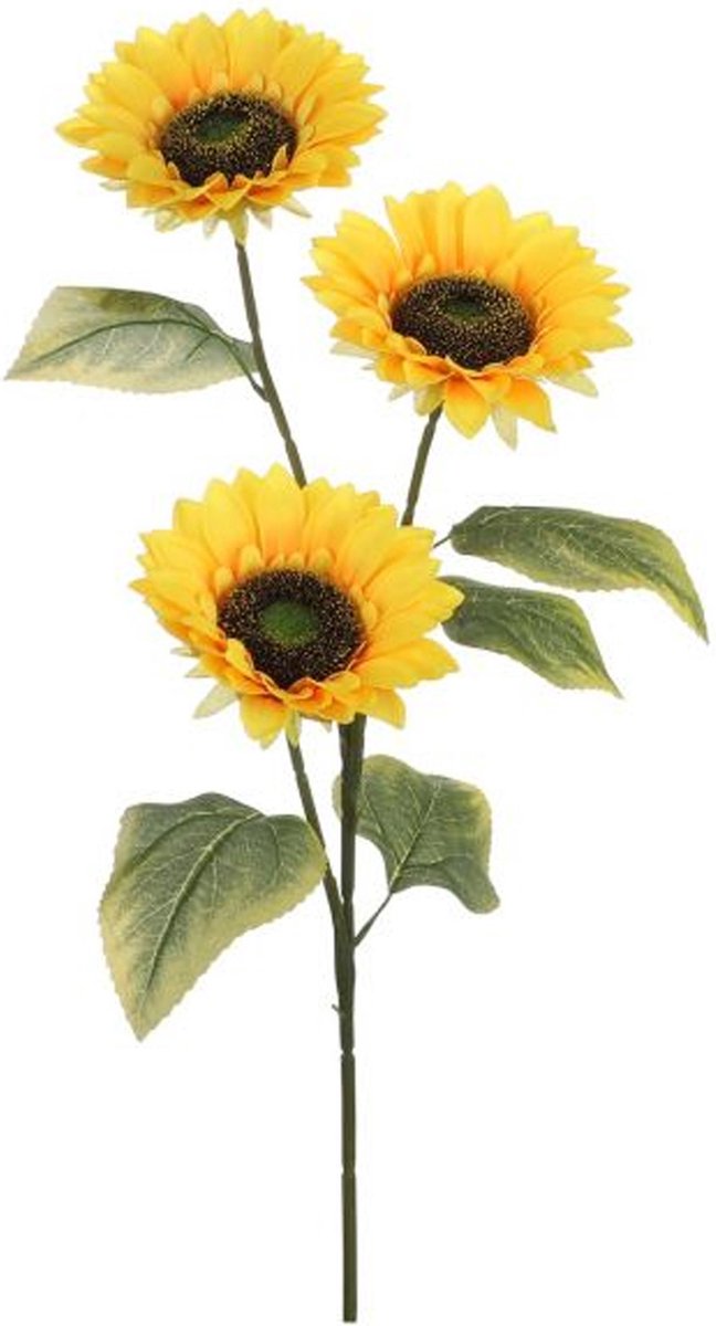 Mica Decorations Kunstbloem Zonnebloem takken - 92 cm - geel - kunst zijdebloem - decoratie Lichtgeel