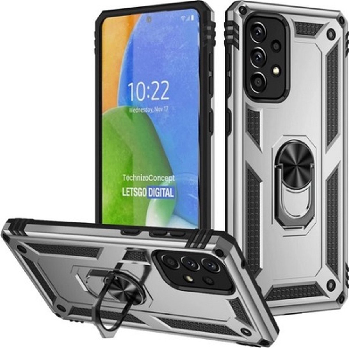 Samsung A73 Hybrid Armor Anti Shock Hoesje Zilver