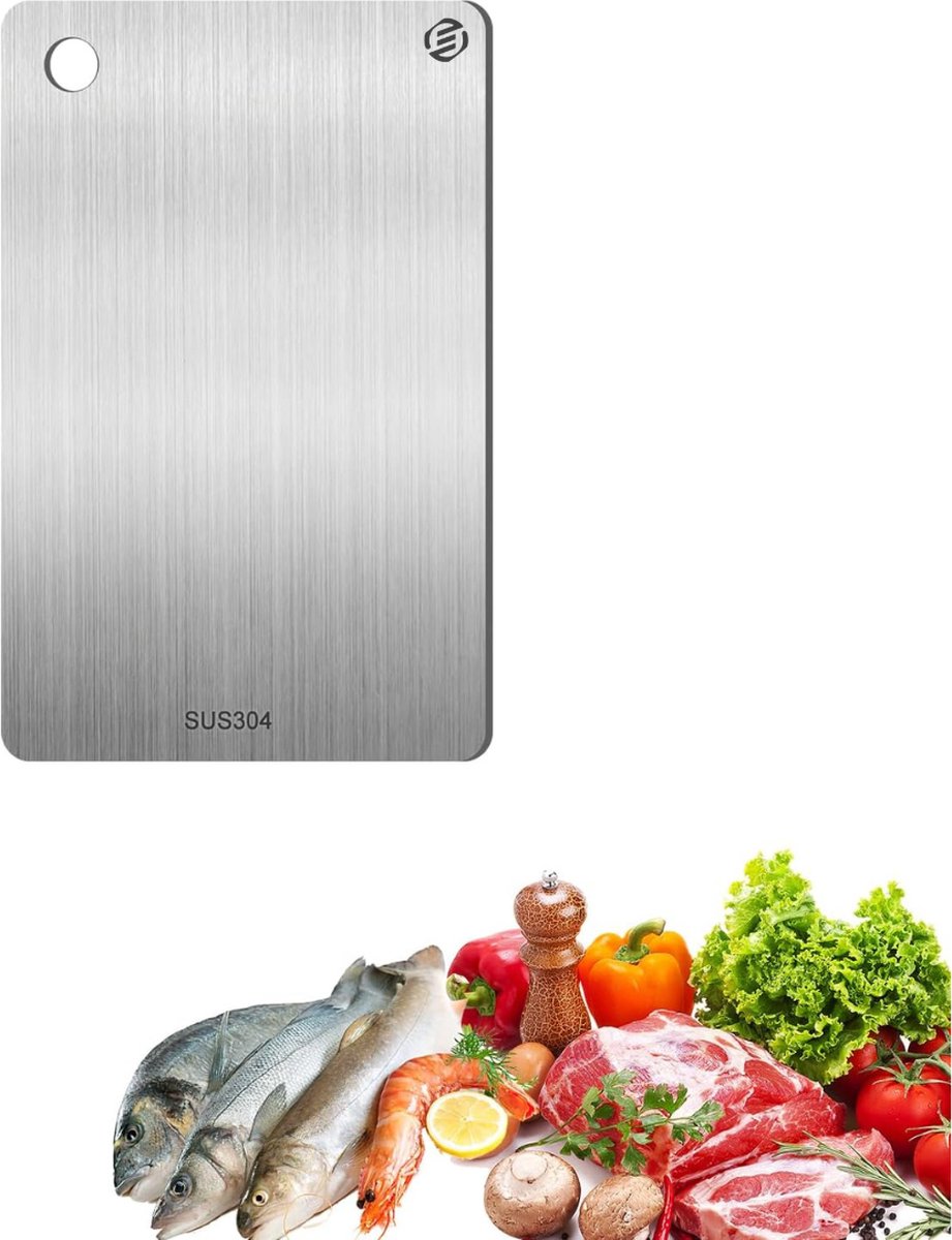 Equivera Titanium Snijplank - Geen Plastic - Geen Geurtjes - Roestvrij - Cutting Board - Anti Bacterieel - Vaatwasserbestendig