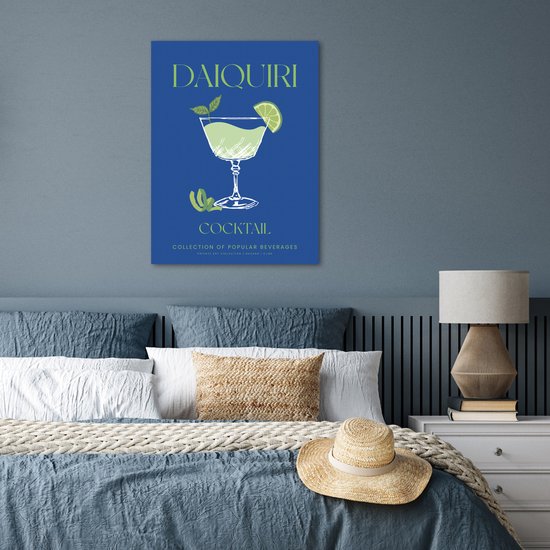 Affiche 60x80 cm - Cocktail - Daiquiri - Blauw - Rétro - Posters - Décoration murale cuisine - Décoration murale salon - Accessoires décoratifs - Décoration murale chambre