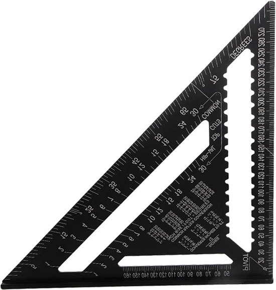 Foto: 30 cm gradenboog driehoek aluminiumlegering metrische hoekliniaal professioneel timmerwerk zwart