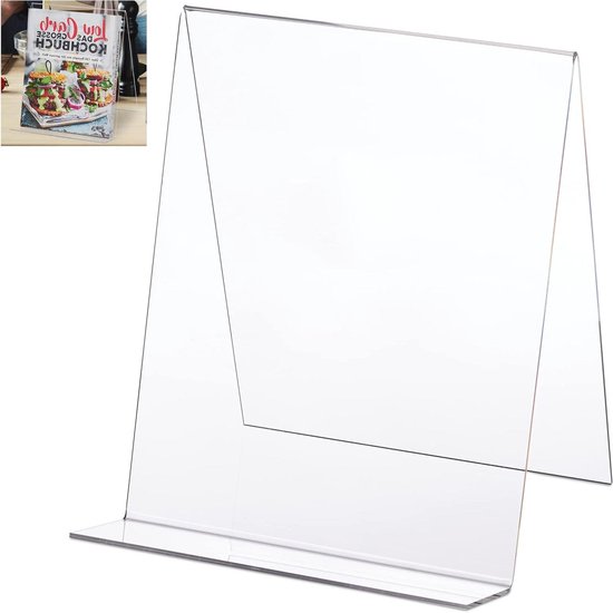 Boekenstandaard om te lezen, aluminium en acryl kookboek leerboek