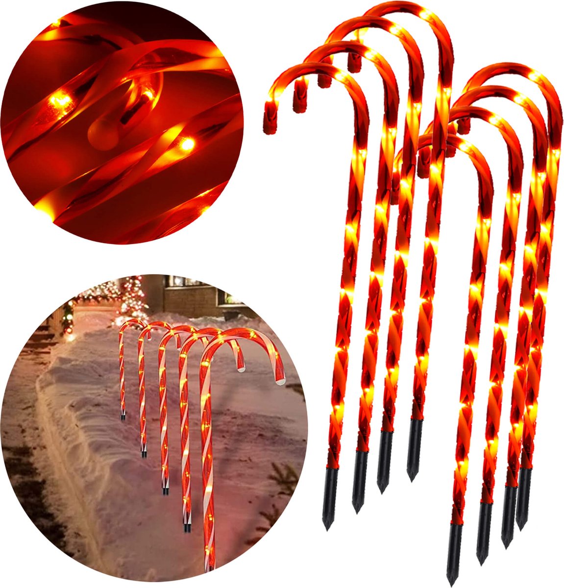 Springos Snoepstokken | Kerstversiering | Led | 8 Stuks