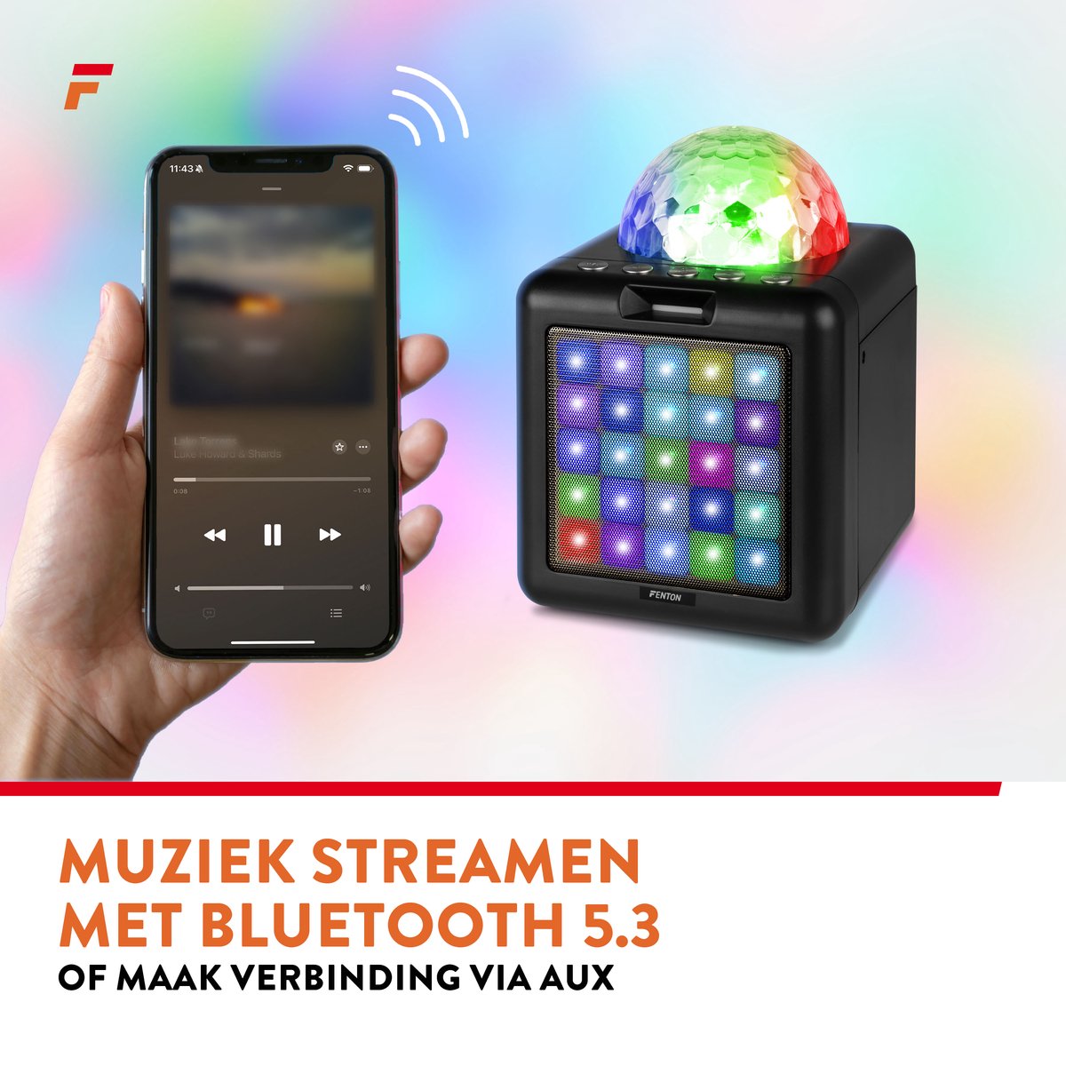 Karaoke set met 2 microfoons - Fenton KAR15B - Met multicolor lichteffecten - Karaoke set voor kinderen - Zwart