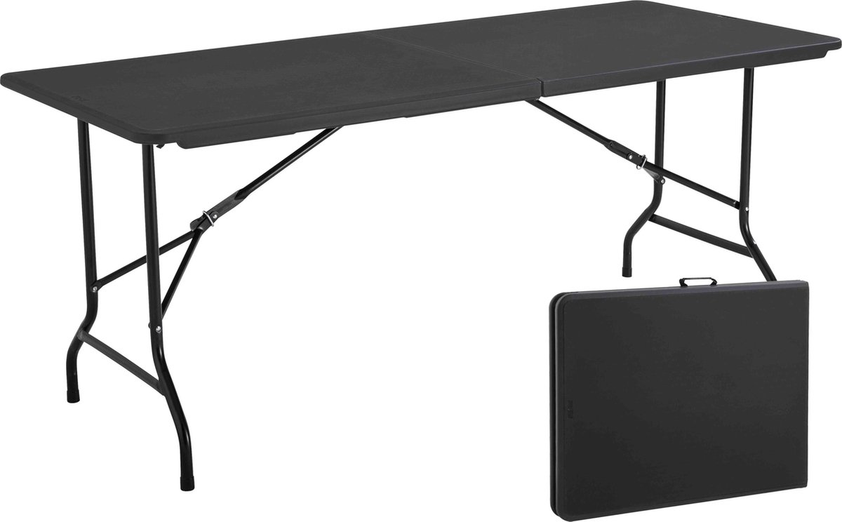 Oviala - 5 Opvouwbare campingtafels voor 8 personen zwart - 180cm x 74cm x 75cm - REKKEM