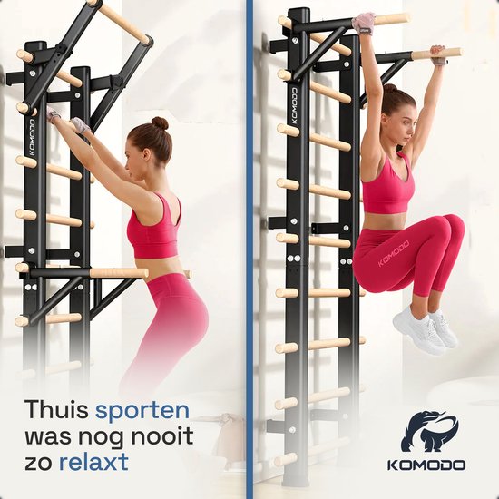 Sprossenwand, klimrek indoor combi-1-240 klimwand van beukenhout