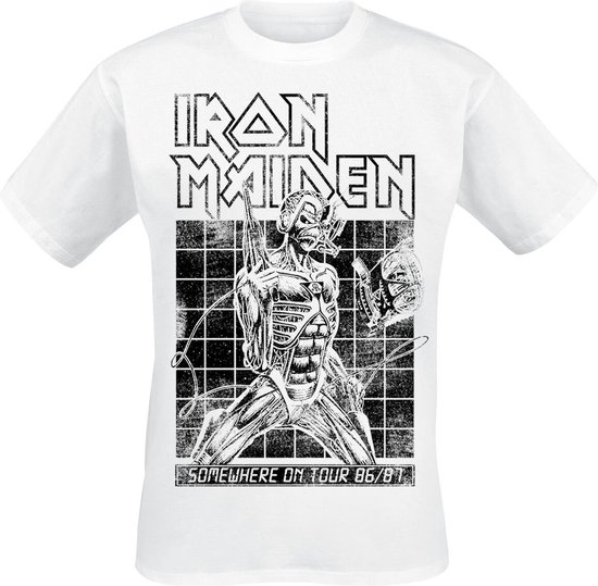 Iron Maiden Sit Tour 86/87 Heren T-shirt - wit - 4XL