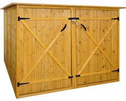 2-fietsengarage MCW-H60, fietsbox gereedschapshok, MVG afsluitbaar 151x200x200cm ~ bruin