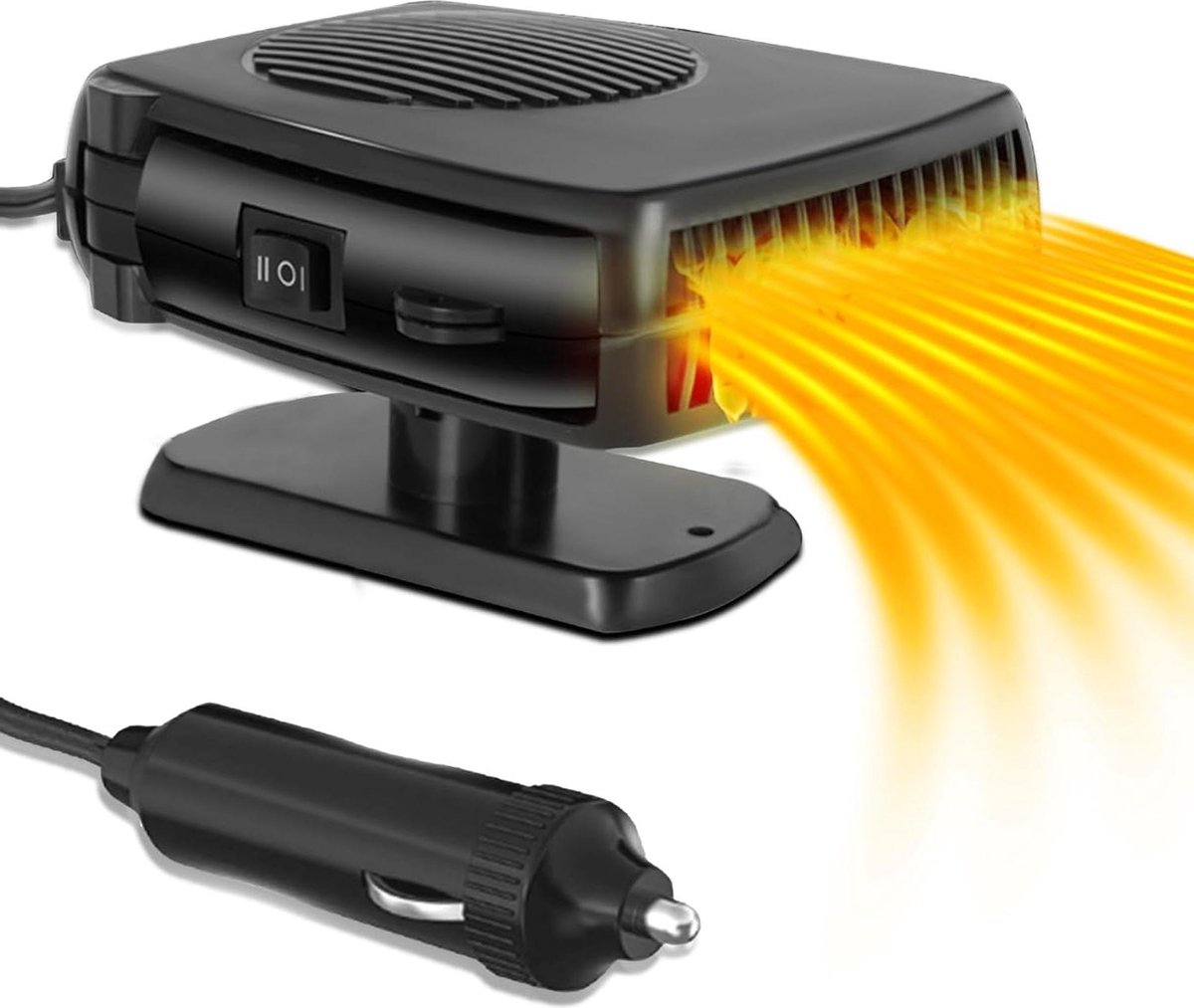12V Autoverwarmer 200W, 12 Volt Kachel voor in de Auto met 360° Draaibare Voet - 2-in-1 Verwarming & Ventilatie voor Snel Ontdooien en Verwarmen, Geschikt voor Auto, Bus, Camper en Vrachtwagen