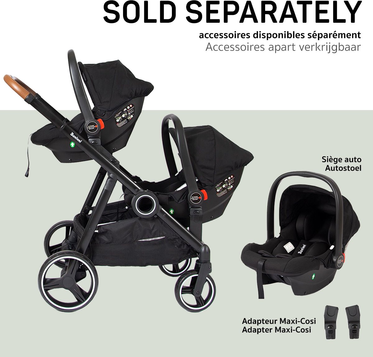 Baninni Luiz - Tweeling Kinderwagen - Duo Buggy - incl. 2 - afbeelding 3