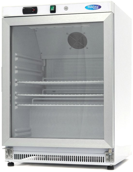Maxima Koelkast 200 L - Wit met Glazen Deur - Tafelmodel - Horeca - Met Drie Verstelbare Roosters - Professioneel