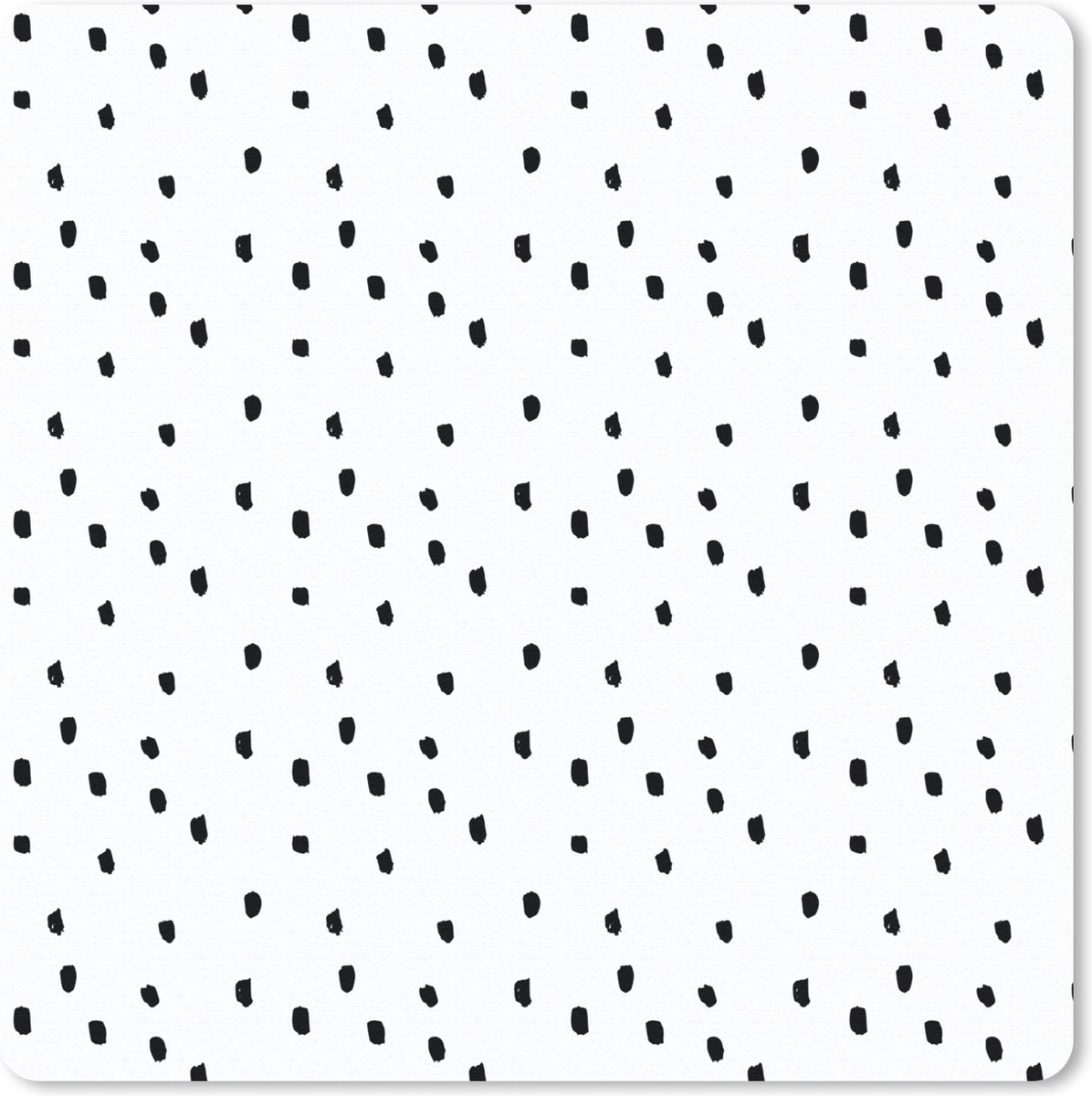 Muismat 30x30 cm - Mousepad Zwart - Stippen - Design - Wit - Muismatten