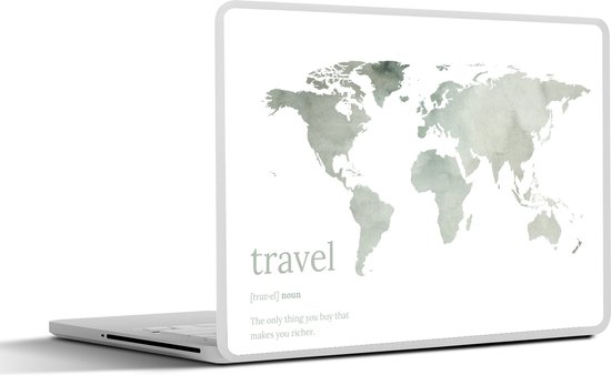 Sticker ordinateur portable - 10,1 pouces - Wereldkaart - Citation - Voyage