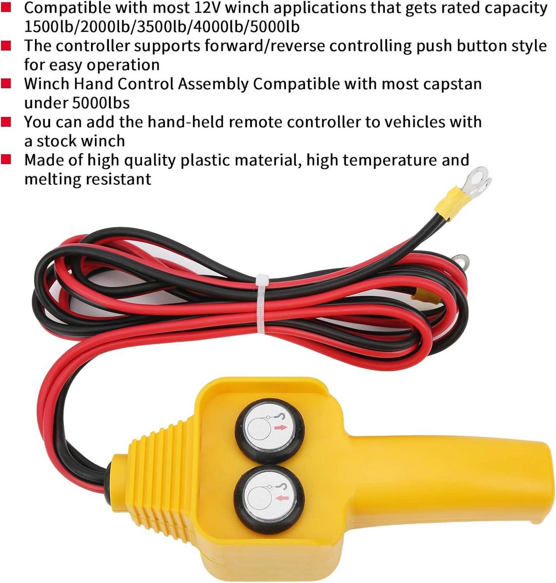 Drukknop Afstandsbediening Lier Bedrade Lierbediening 12V/24V – Handig Hendeltje Voor Je Lier Of Kraan, Zonder Storing! 12V Lier Controller