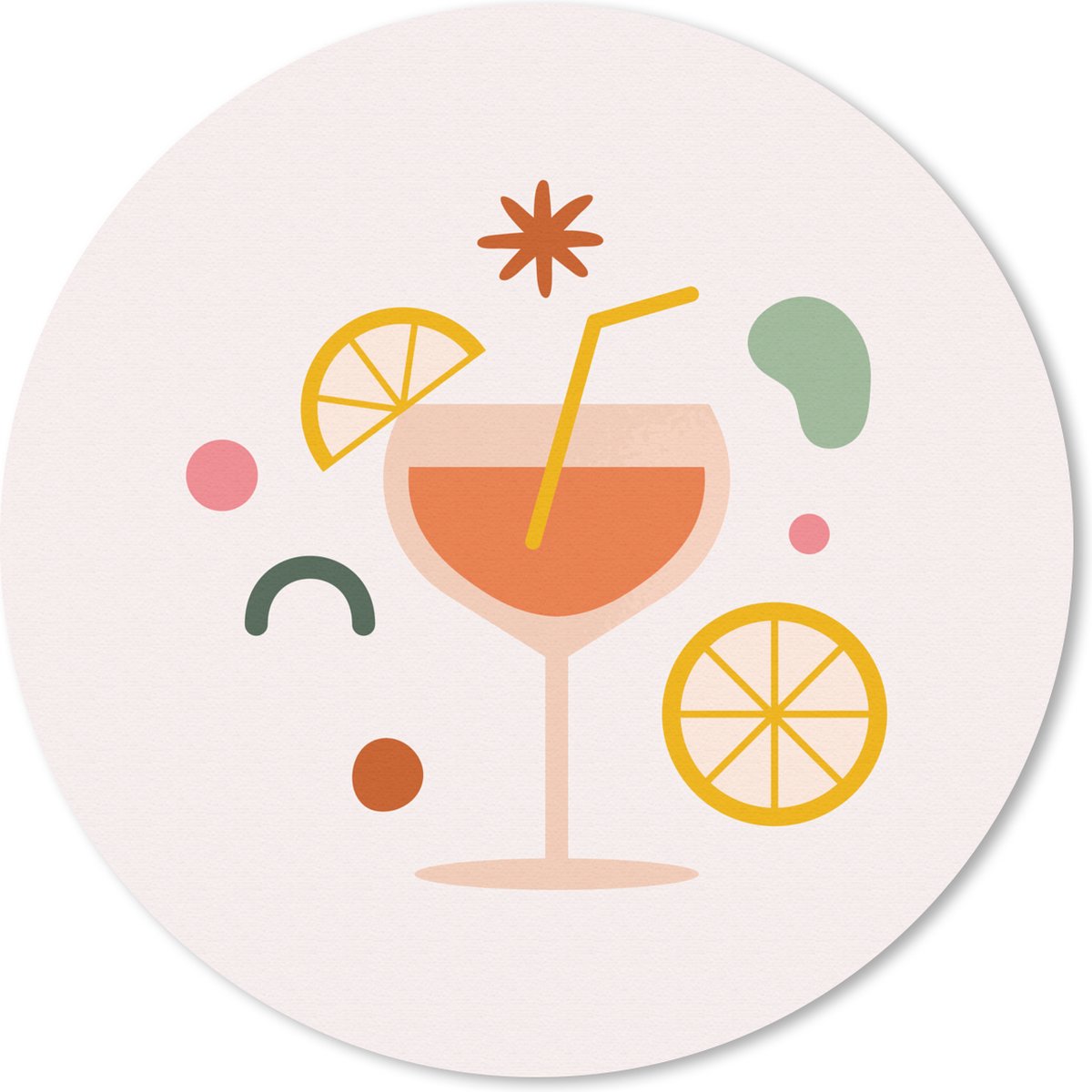 Muismat rond 50x50 cm - Mousepad Cocktail - Vormen - Zomer - Ronde muismatten