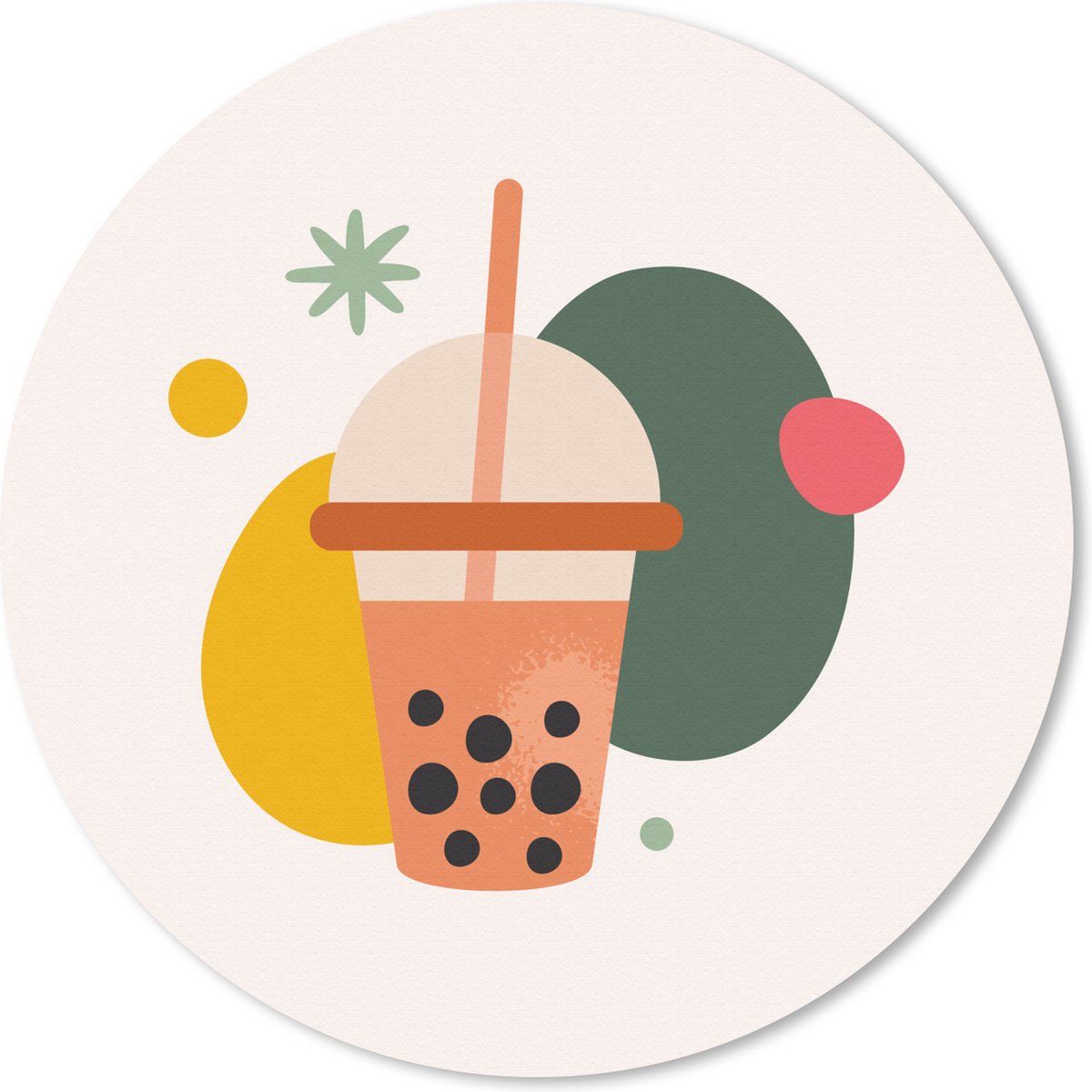 Muismat rond 40x40 cm - Mousepad Zomer - Drinken - Abstract - Ronde muismatten
