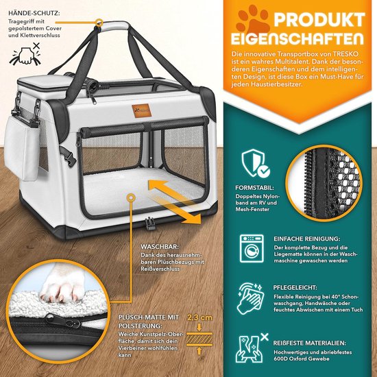 TRESKO® Opvouwbare hondenbox inclusief likmat en spatel, maa