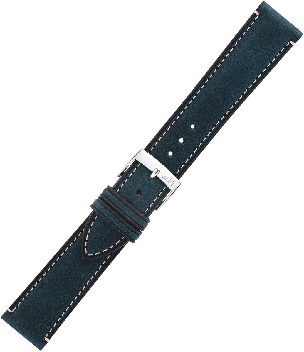 Morellato Greco Blauw Leren Smartwatchband 22 mm - Handgemaakt