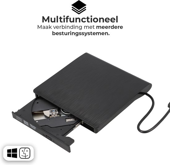 Externe DVD Speler Premes - USB 3.0 - DVD’s & CD’s Branden en Lezen - DVD Speler Laptop - Externe DVD Speler voor Laptop - Geschikt voor Windows 11 - Mac OS - Externe CD Speler - DVD Brander - CD Brander - Portable