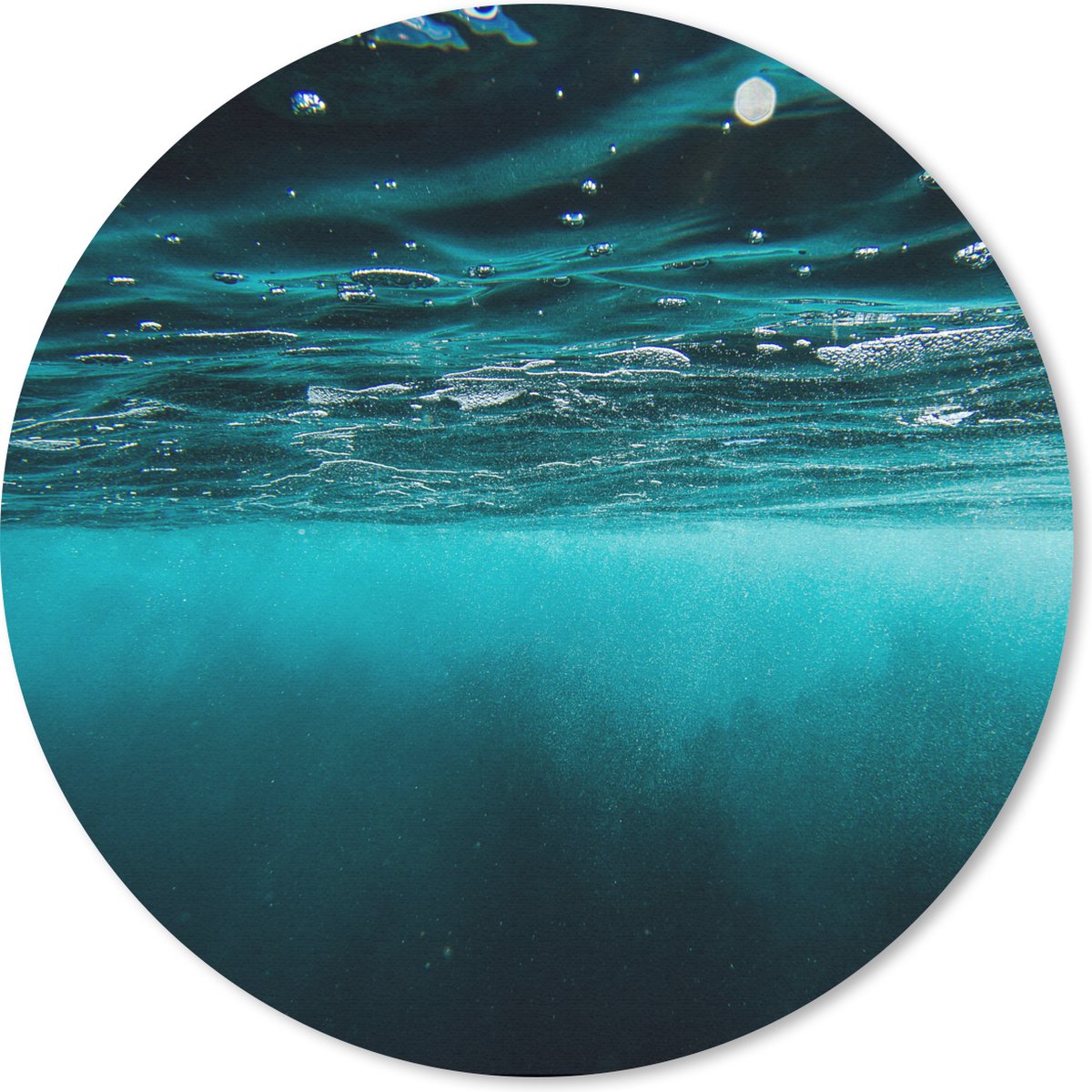 Muismat rond 20x20 cm - Mousepad Zee - Onderwater - Blauw - Ronde muismatten