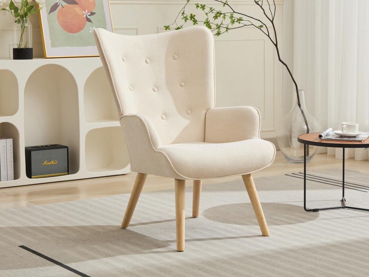 Vente-unique Fauteuil van beige stof VATELY