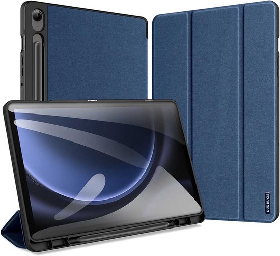 Dux Ducis - Housse de tablette adaptée à Samsung Galaxy Tab S9/S9 FE (2023) - Domo Book Case - Fonction veille/ Sleep automatique - Blauw
