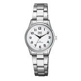 Q&Q C215J204Y - Horloge - Analoog - Vrouwen - Dames - Stalen band - Rond - Metaal - Cijfers - Zilverkleurig - Wit