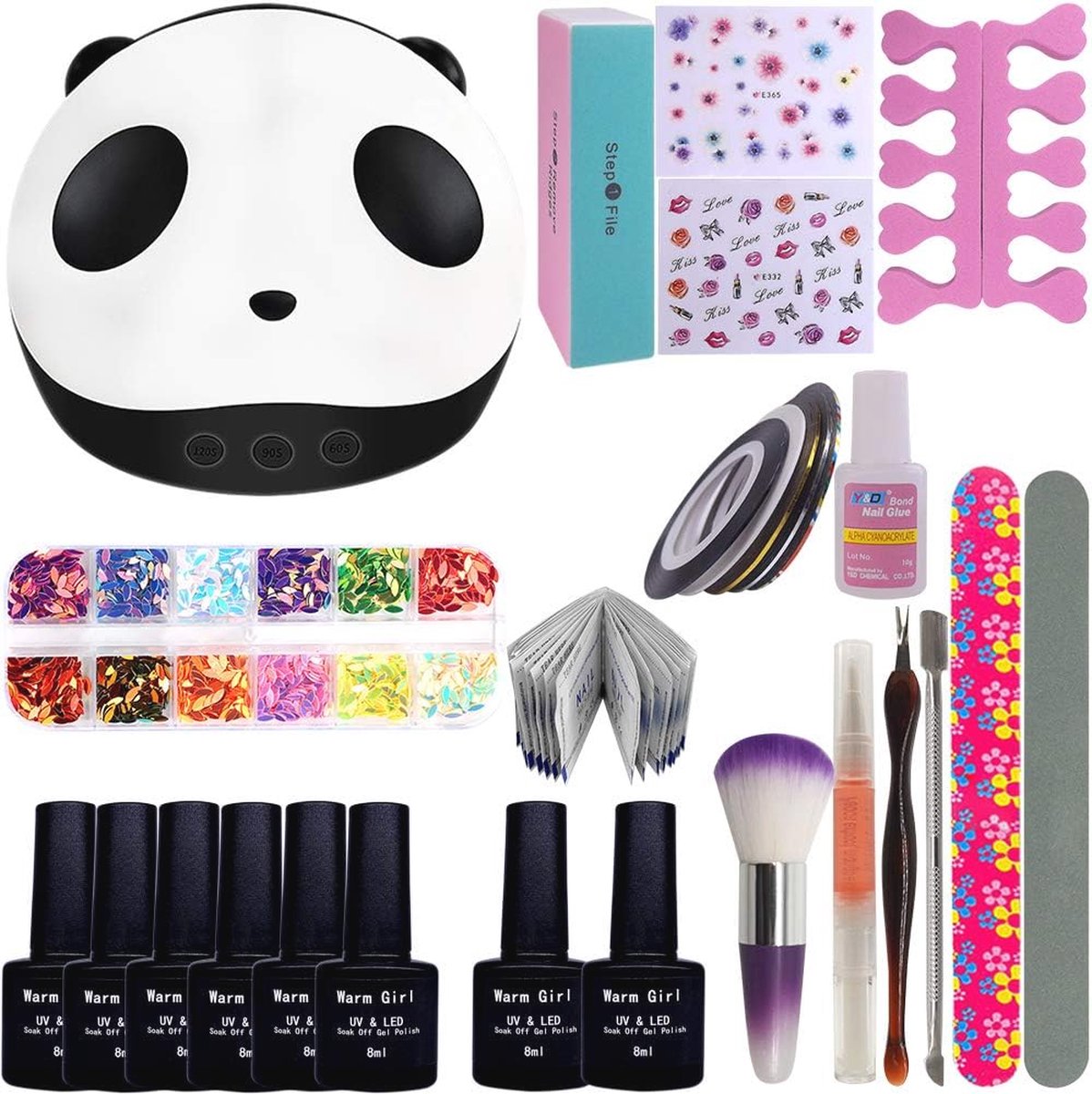 Goedkoopste UV & LED Nagellamp Starterset met 6 Kleurige Gellakken voor Professionele Nageldesigns