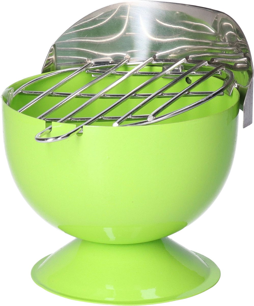 Excellent Houseware Asbak BBQ vorm - metaal - 12 cm - groen - voor binnen - buiten