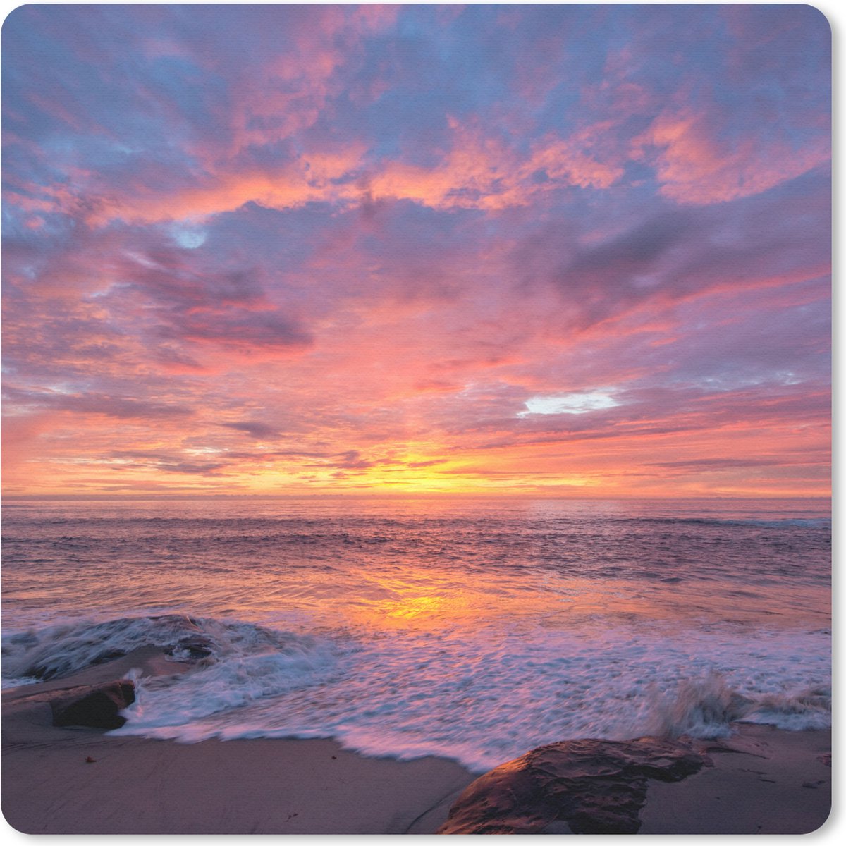 Muismat 30x30 cm - Mousepad Strand - Zee - Zonsondergang - Muismatten