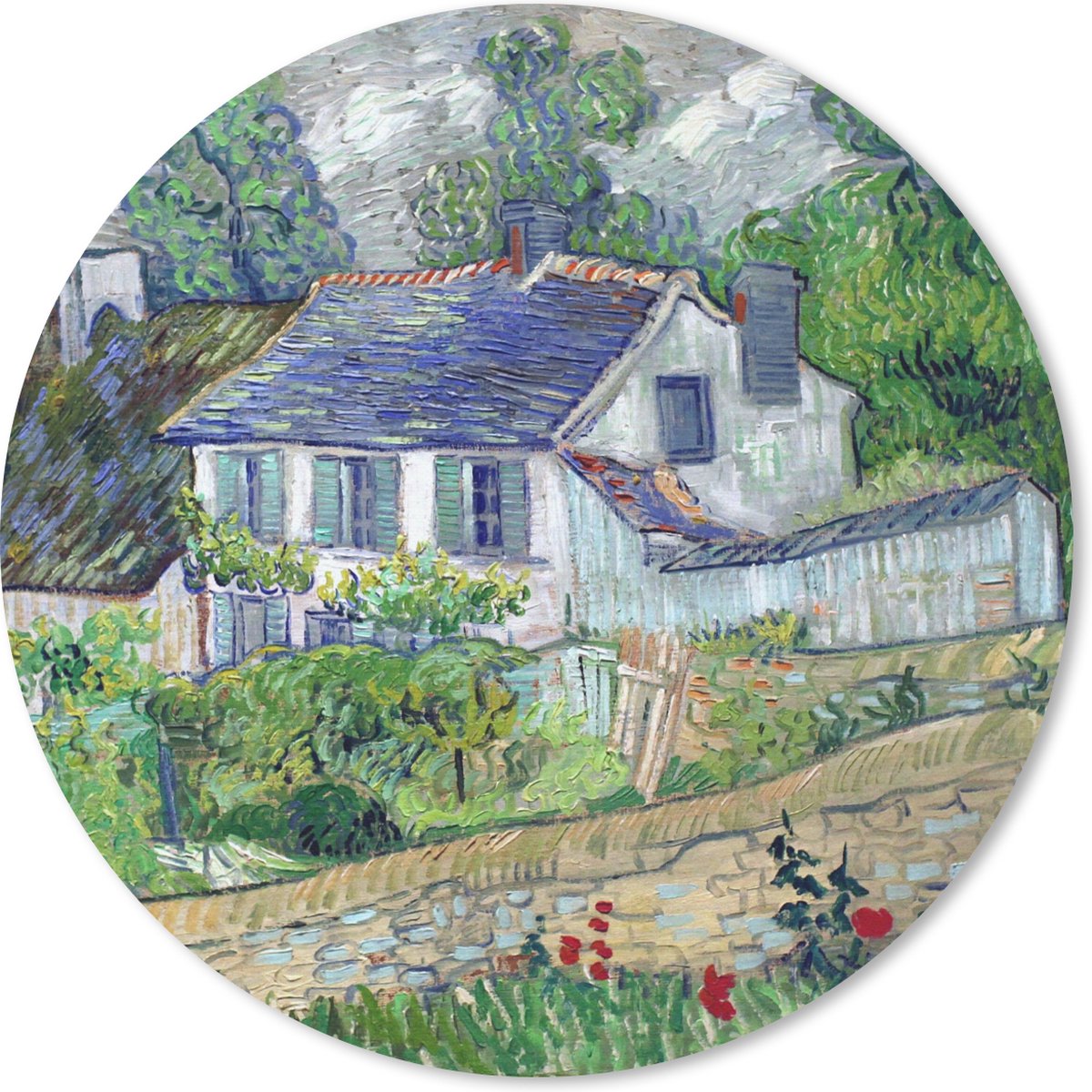 Muismat rond 50x50 cm - Mousepad Huis in Auvers - Vincent van Gogh - Ronde muismatten