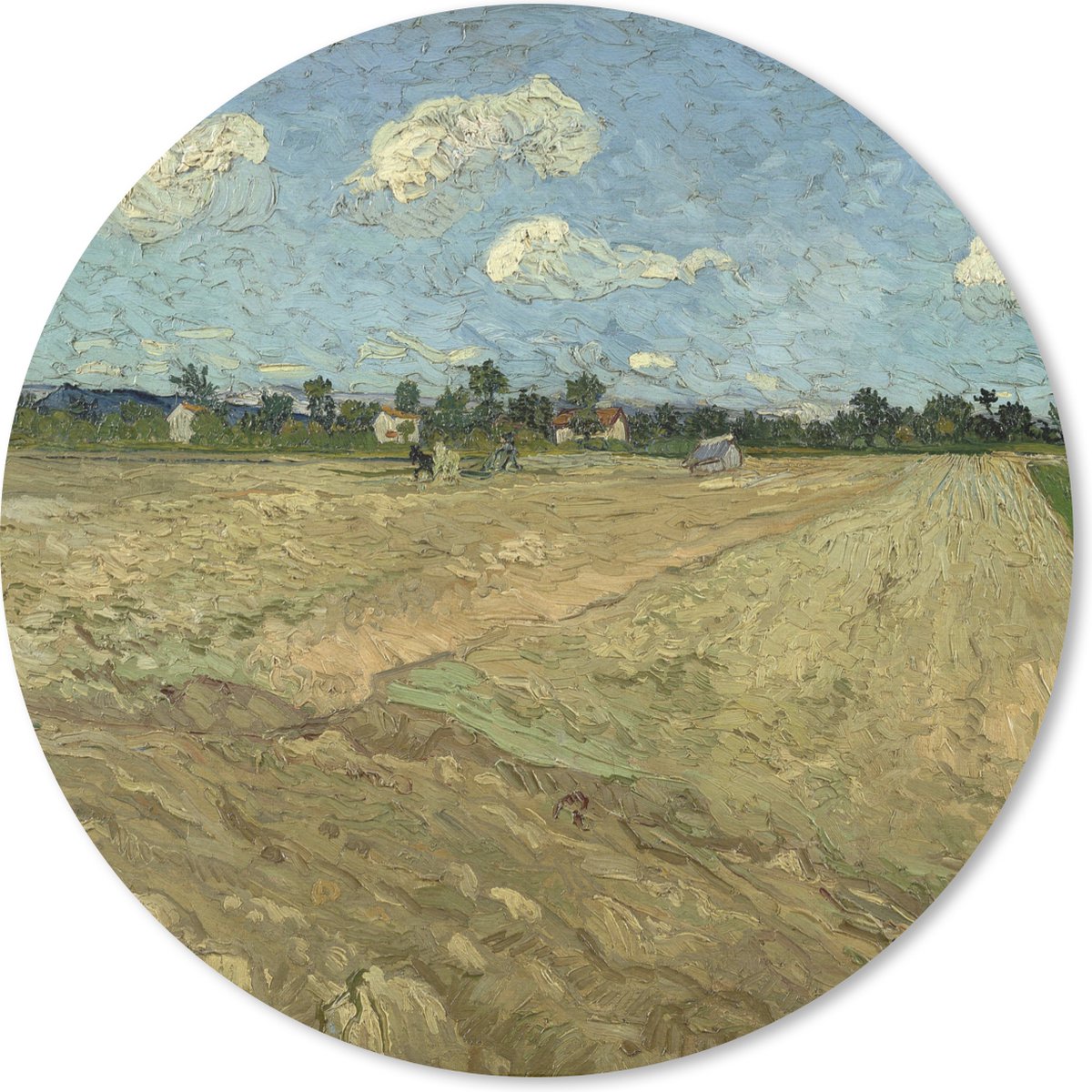 Muismat rond 30x30 cm - Mousepad Geploegde akkers - Vincent van Gogh - Ronde muismatten