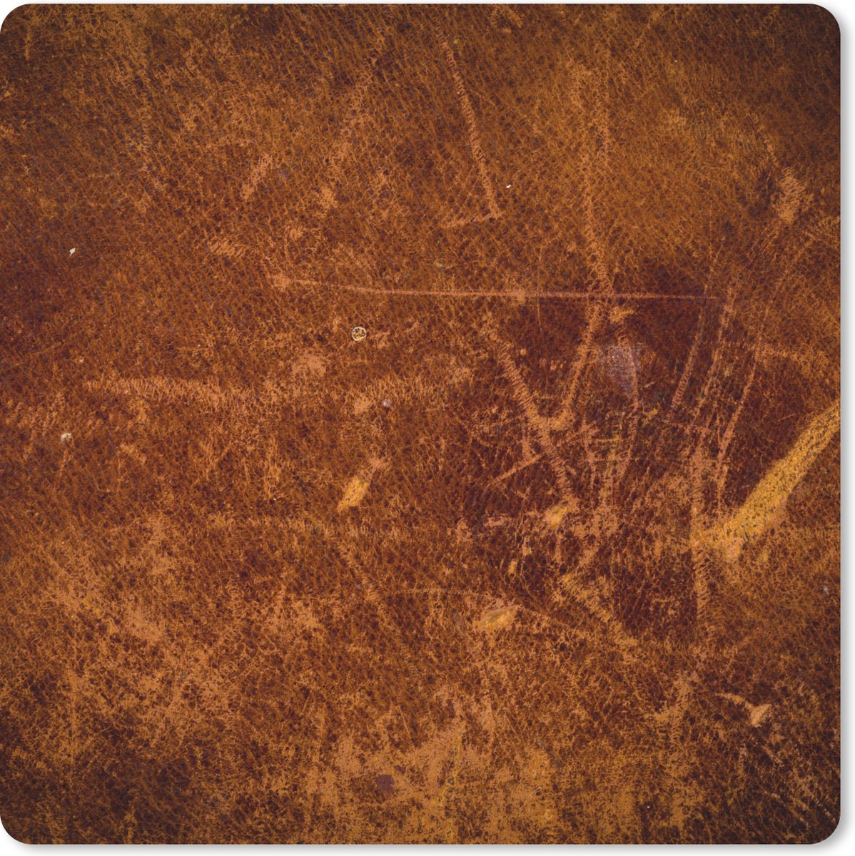 Muismat 30x30 cm - Mousepad Leer - Lederlook - Bruin - Oranje - Muismatten