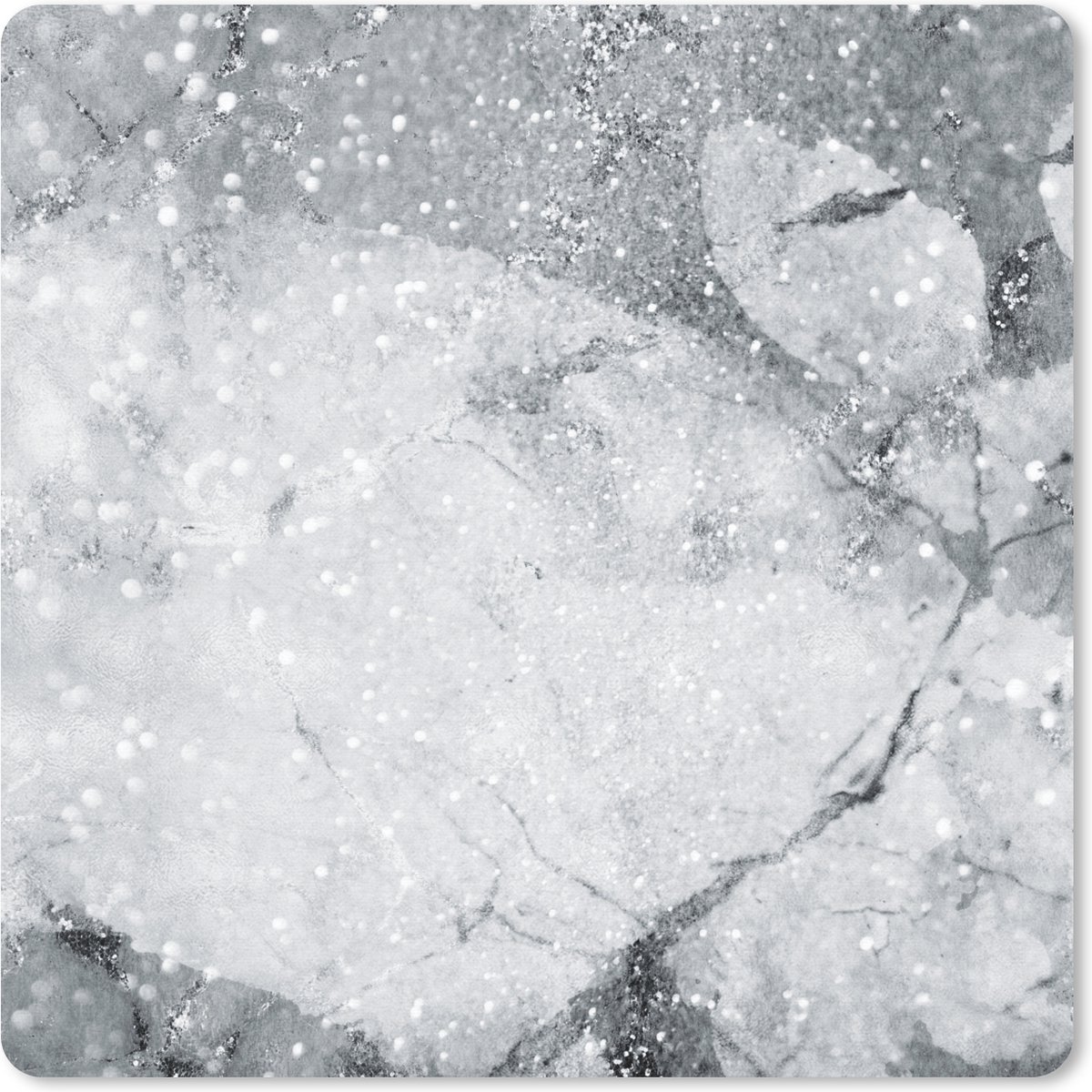 Muismat 20x20 cm - Mousepad Marmer - Glitter - Grijs - Muismatten