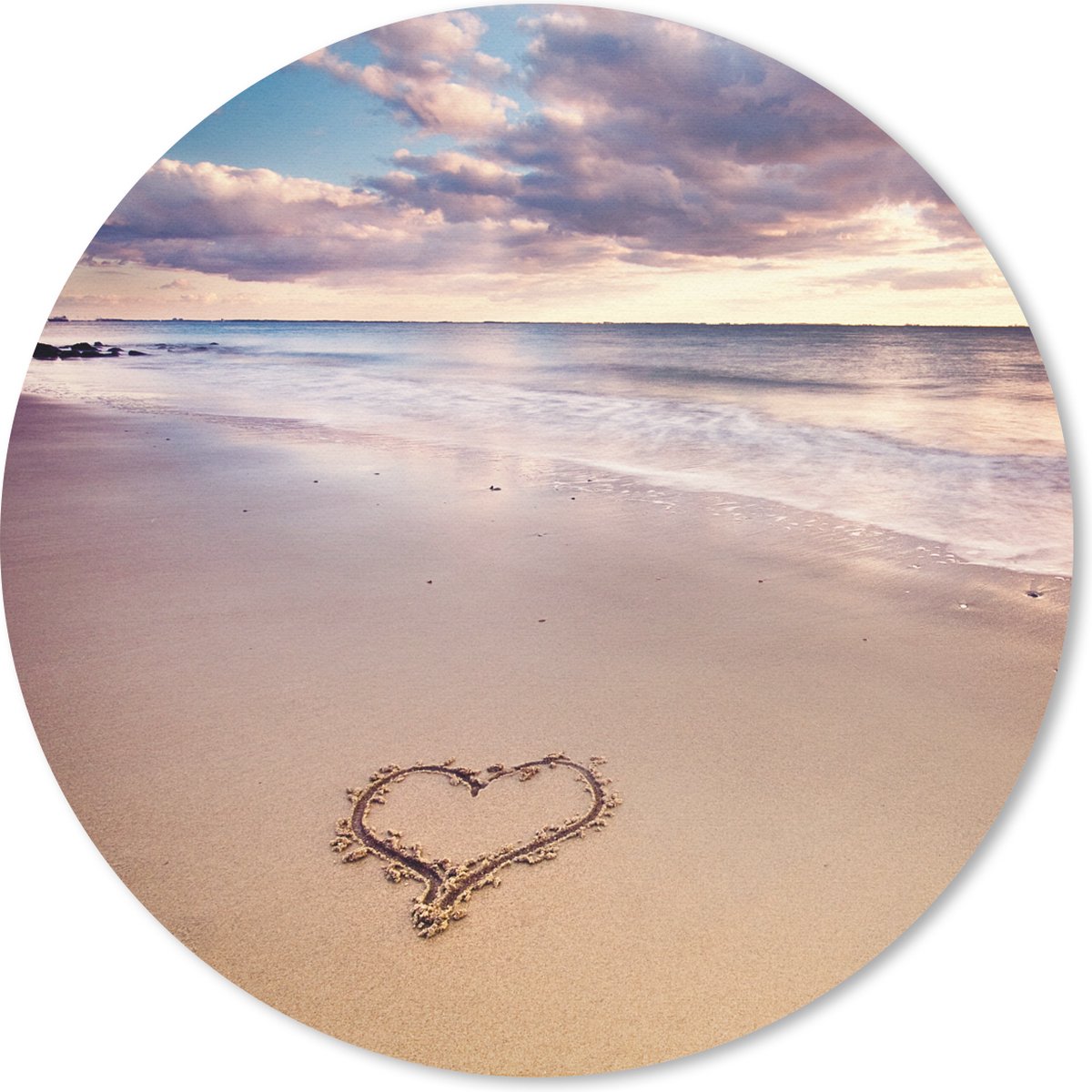 Muismat rond 50x50 cm - Mousepad Hart op het strand in Nederland - Ronde muismatten