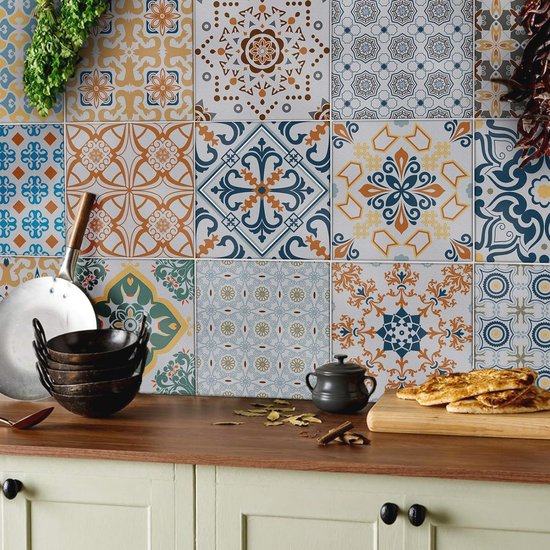 Tegelstickers voor Badkamer en Keuken - 10 Pcs 20x20 cm Waterbestendige Mozaïek Decoratie