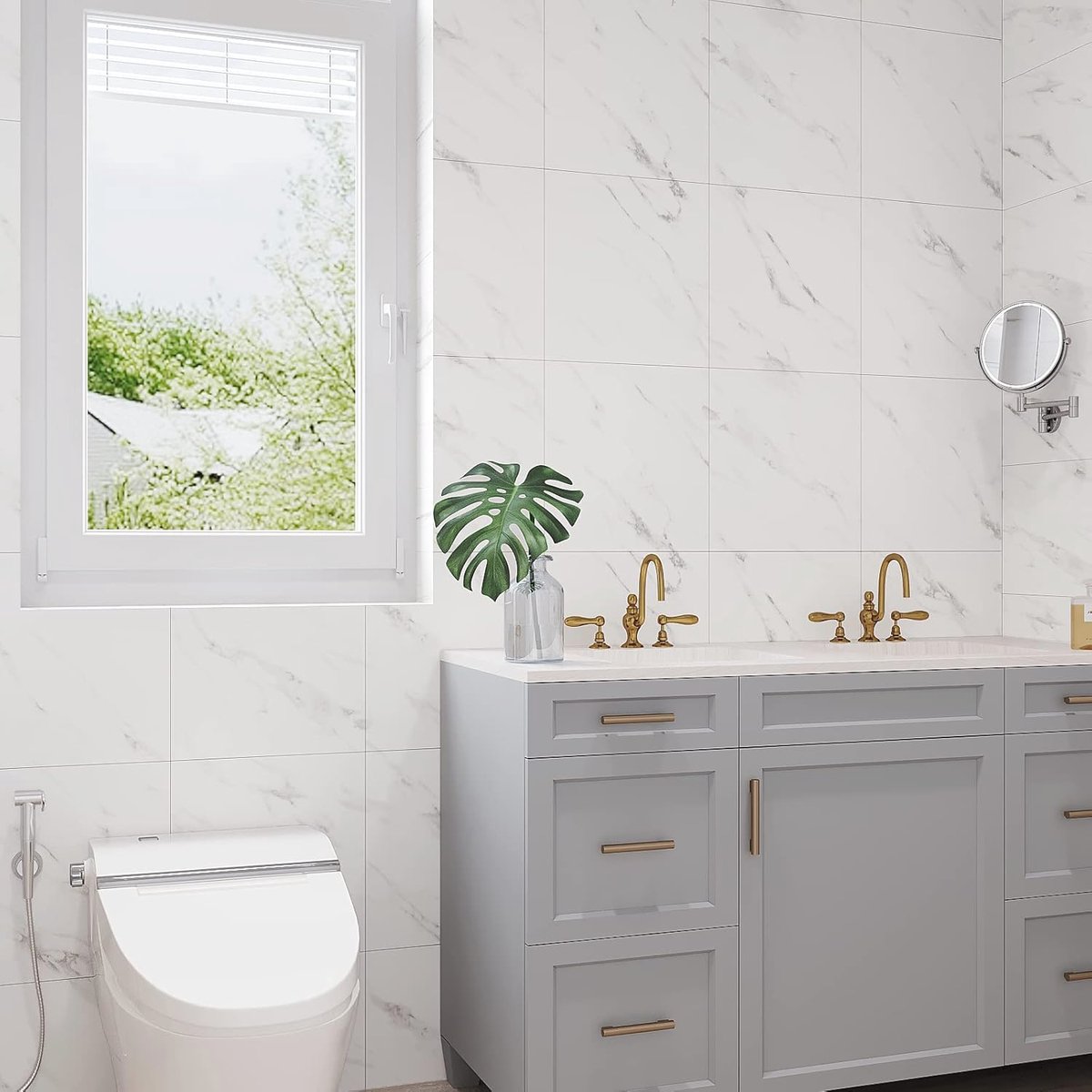 8 zelfklevende tegels 20x20cm Nena / Marmer / beige - Vinyl Way