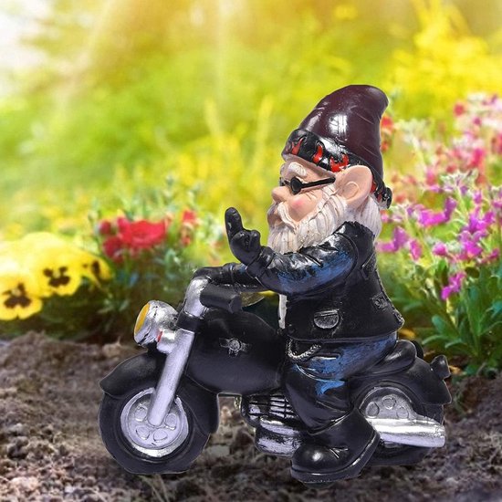 Tuinkabouter motorfiets dwerg - waterdicht tuindecoratie - grappige motorcadeaus - balkondecoratie