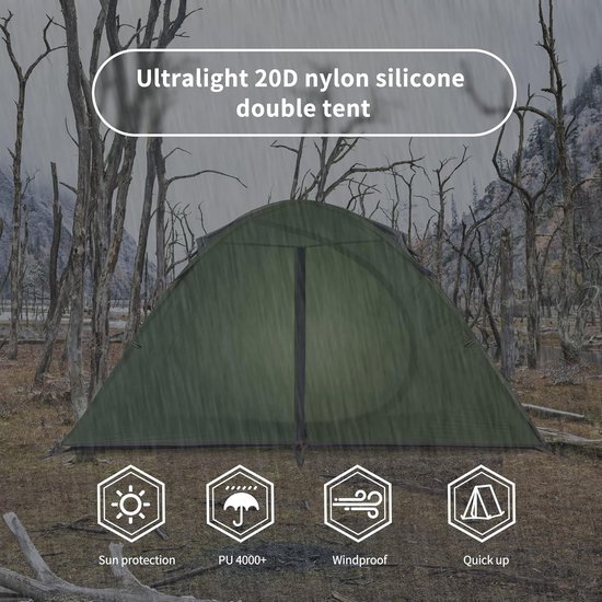 Lichtgewicht backpacking tent voor camping en wandelen - 2-persoonstent Hillock met vest kamperen voor beginners van Hillock — afbeelding 5