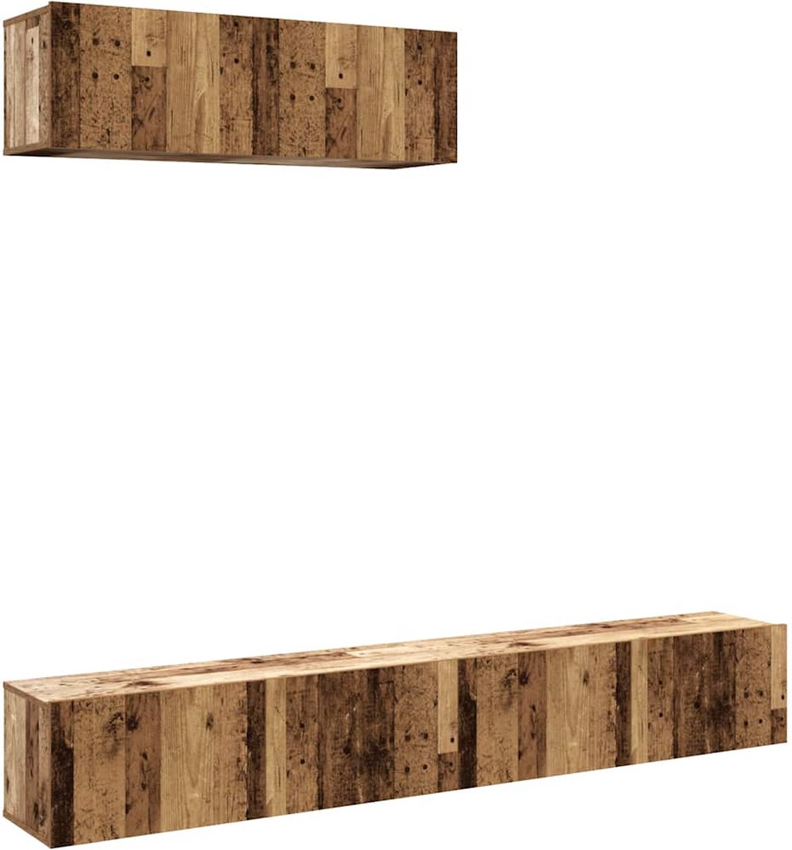 vidaXL - Tv-wandmeubelen - 3 - st - 100x30x30 - cm - bewerkt - hout - oud - houtkleurig