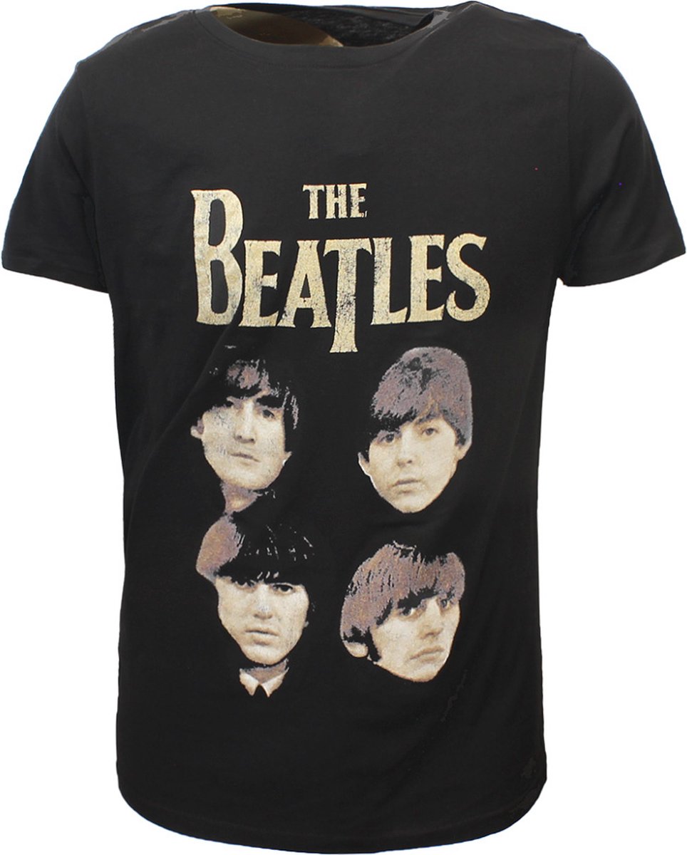The Beatles John Paul George Ringo Faces T-Shirt - Officiële Merchandise - M